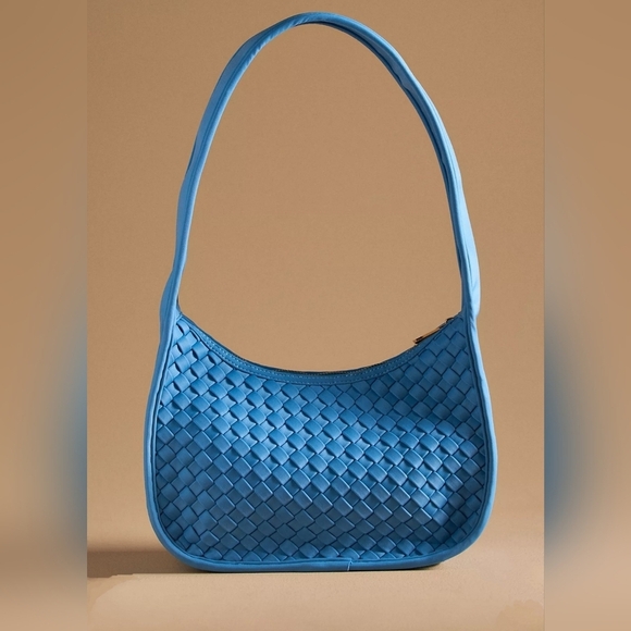 Anthropologie Woven Neoprene Shoulder Bag BLUE  7"H, 11"W, 4.5"D - Picture 2 of 15